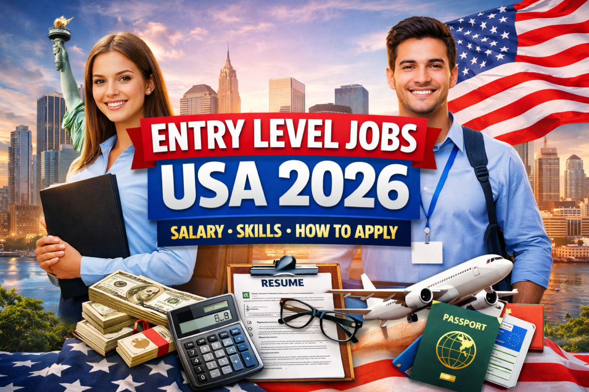 Entry Level Jobs USA 2026 guide for freshers: salaries, skills, top companies, OPT/H-1B basics, and step-by-step application process.